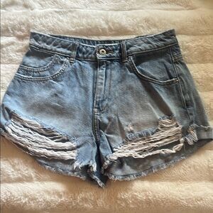 Zara denim shorts. Size 6. Distressed.